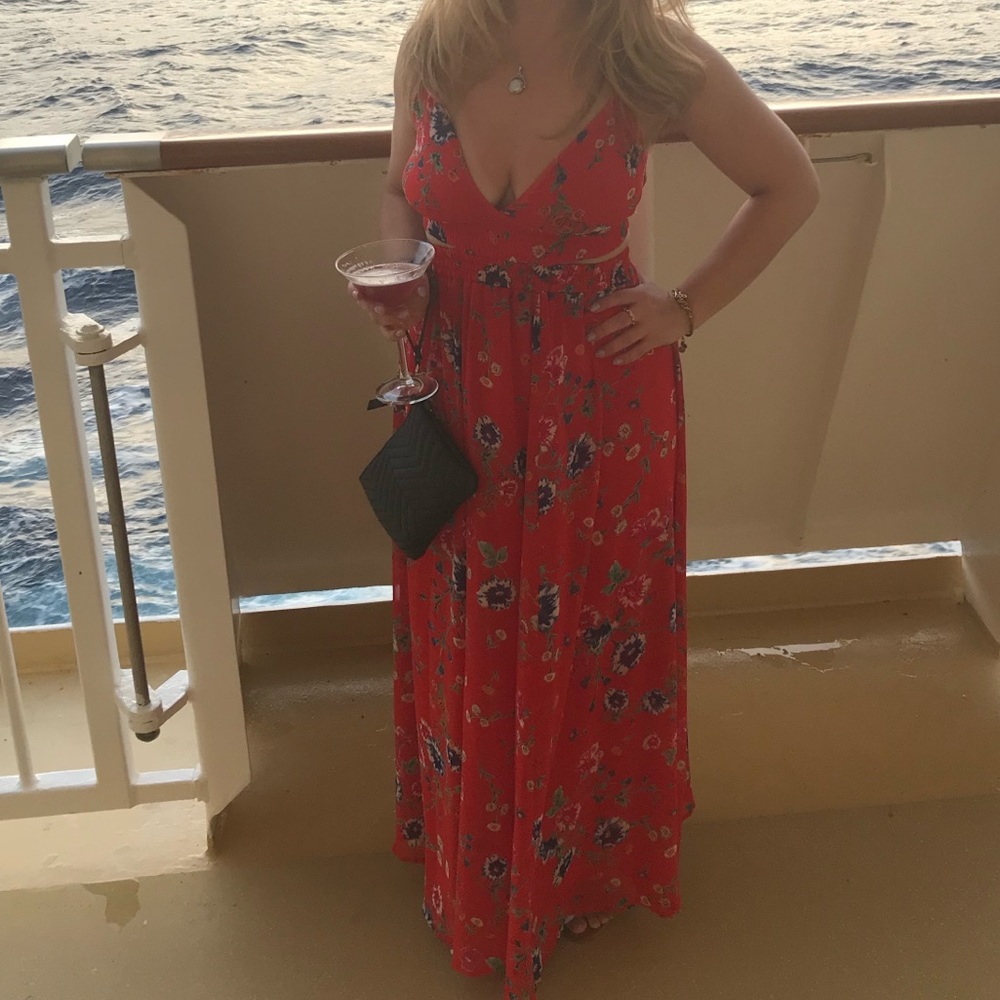 Express Red floral maxi